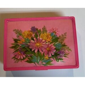 Vintage Hallmark 4 Blank Note Cards with Envelopes and Plastic Box Retro Floral